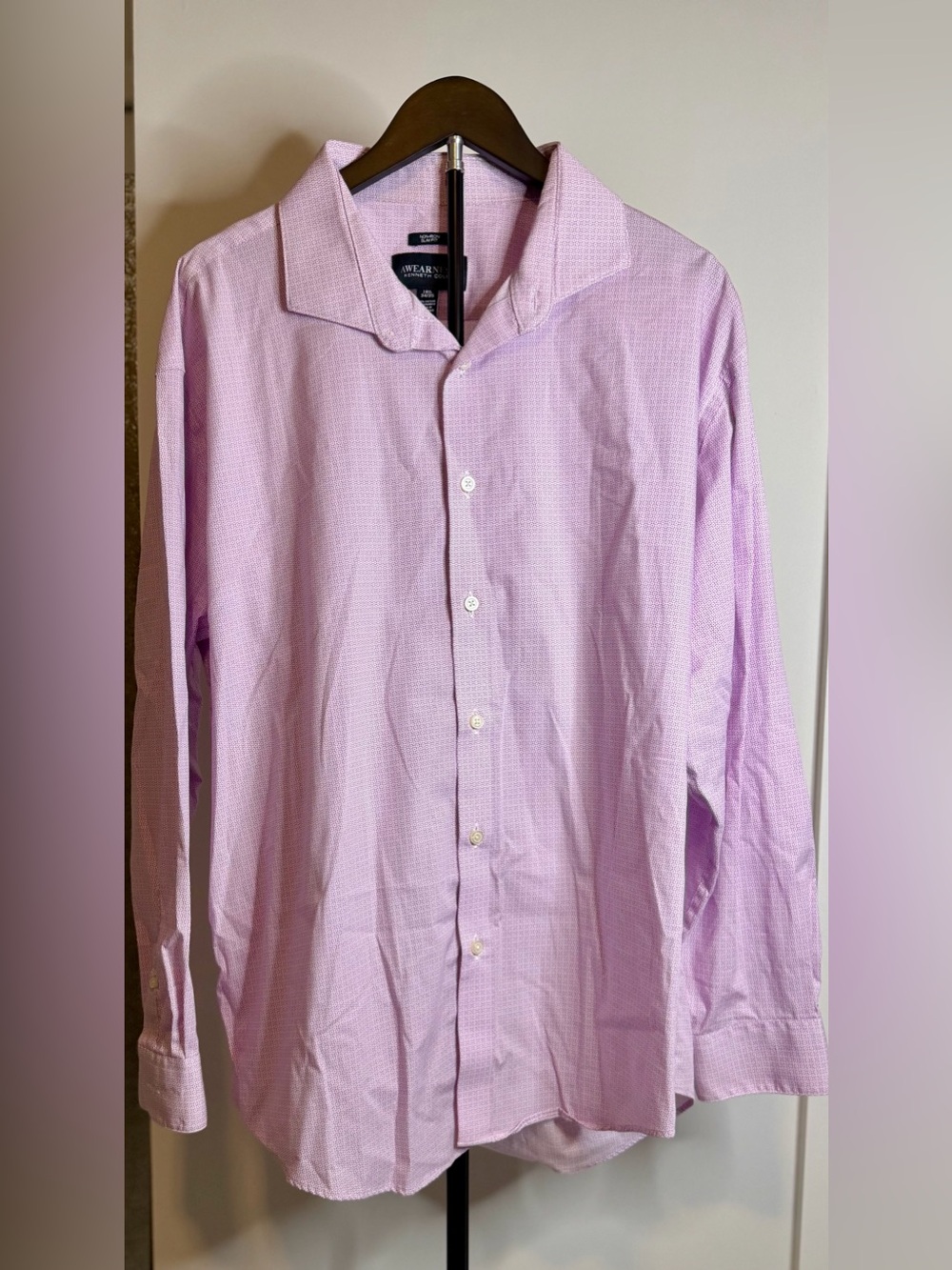 Kenneth Cole AWEARNESS Men’s 18.5 34/35 Slim Fit Pink Purple Print Dress Shirt